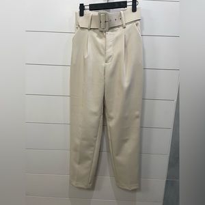 Zara ivory/off white trouser pant with buckle size XS